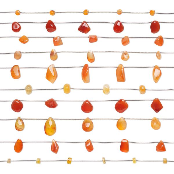 Carnelian 1pkg10, hand-cut mixed shapes bead 4.5 inch 4x2mm-16x13mm image number 0