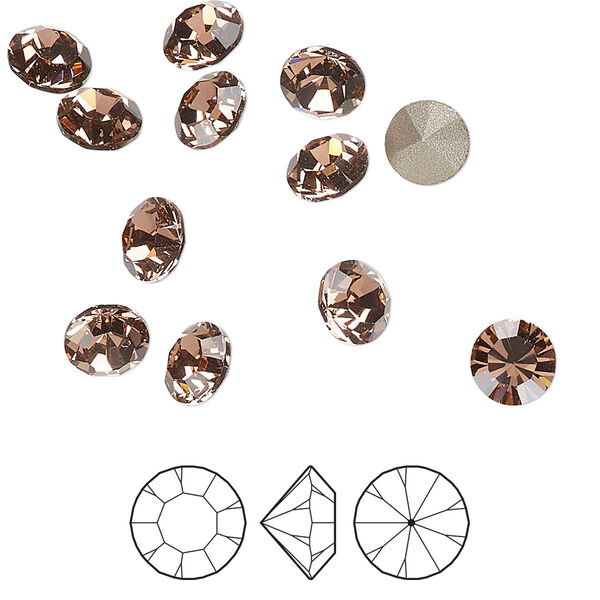Chaton 1pkg12 dusty rose foil back Preciosa MAXIMA Czech crystal rhinestone 6.14-6.32mm 15-cut faceted round SS29 image number 0