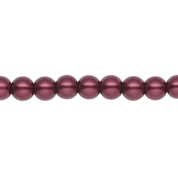 Pearl 2pk bordeaux, Celestial Crystal® 6mm round 15.5-16 inch image number 0