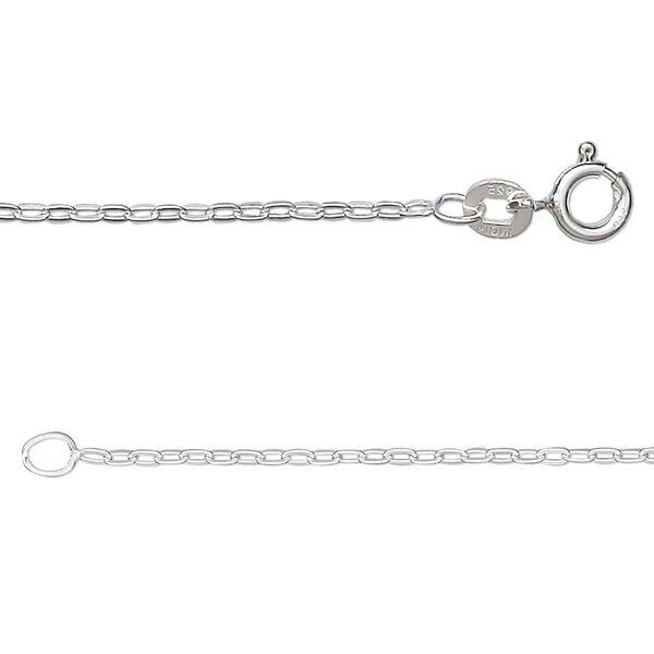 Chain, sterling silver, 1.4mm long link cable, 20 inches. Sold individually. image number 0