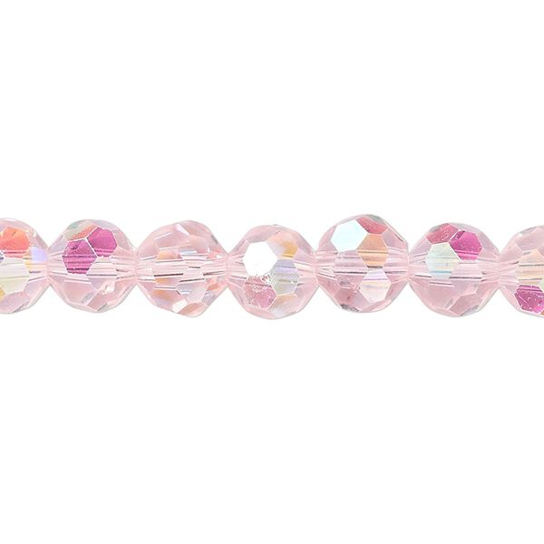 Bead 1pk 32 facets translucent pink AB, Celestial Crystal® 8mm round 15.5-16 inch image number 0