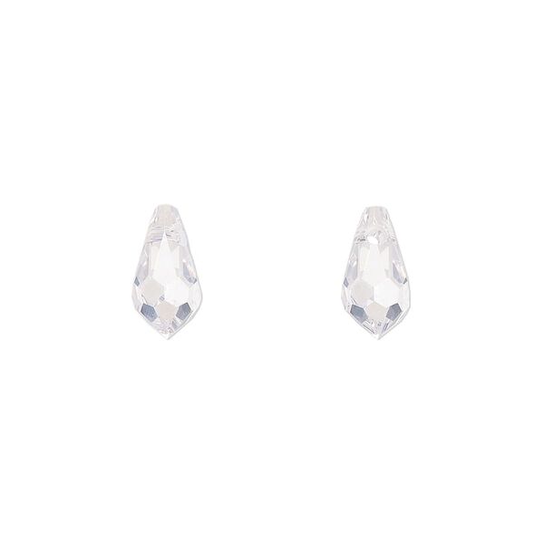 Drop, cubic zirconia, clear, 11x5.5mm hand-drilled faceted teardrop, Mohs hardness 8-1/2. Sold individually. image number 0