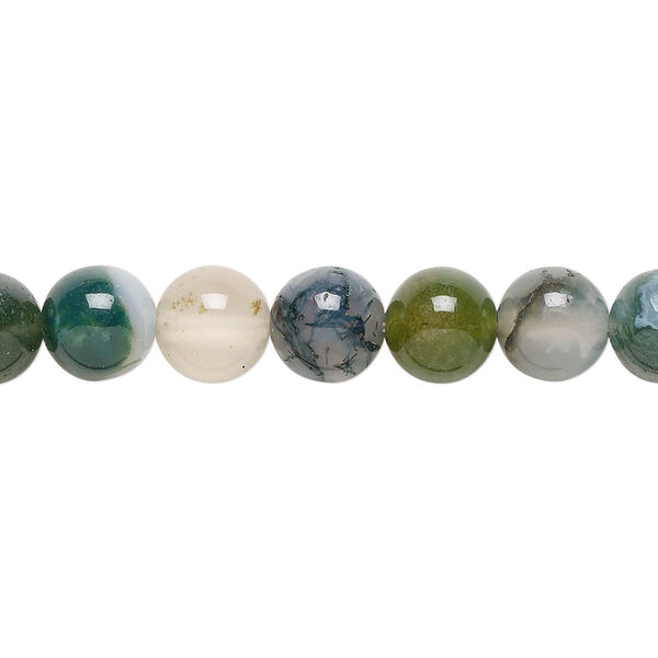 Moss agate 1pkg1, round bead natural 15.5-16 inch 8mm image number 0