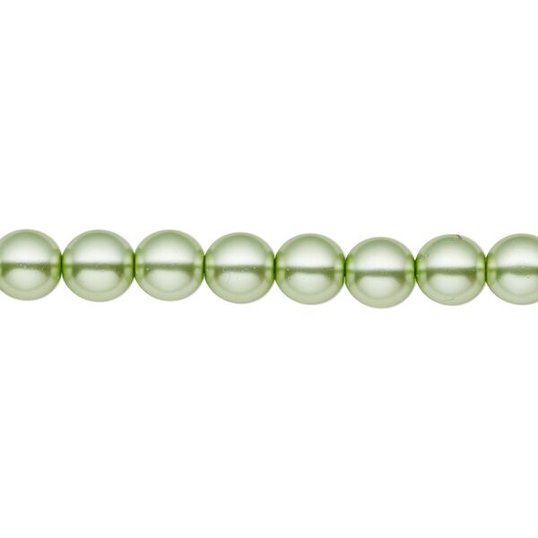 Bead, Czech pearl-coated glass druk, opaque light green, 6mm round. Sold per 15-1/2" to 16" strand. image number 0