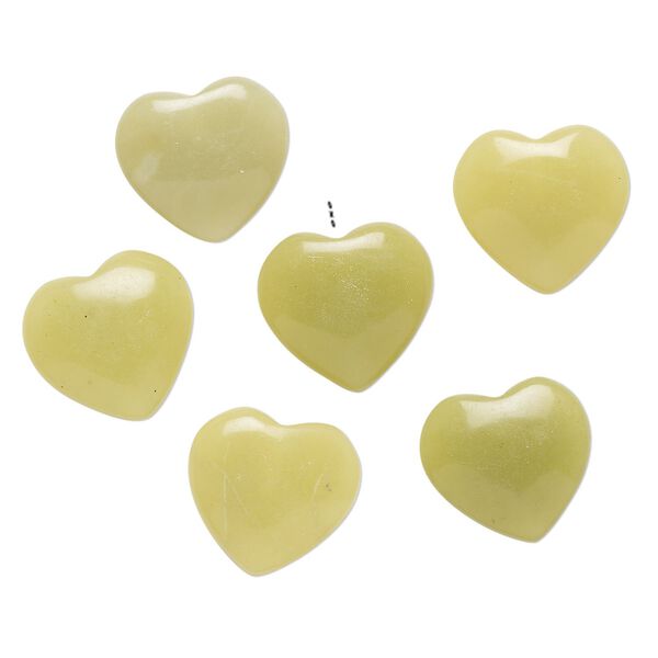 Olive new "jade" 1pkg6, half-drilled puffed heart drop natural 14-16mm image number 0