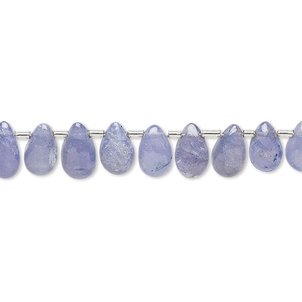 Tanzanite 1pkg17, hand-cut top-drilled puffed teardrop bead 5x4mm-8x5mm image number 0