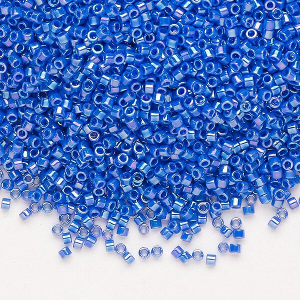 Seed bead, Delica®, glass, pkg/250g, #11 round, opaque rainbow cyan blue (DB-1578). image number 0