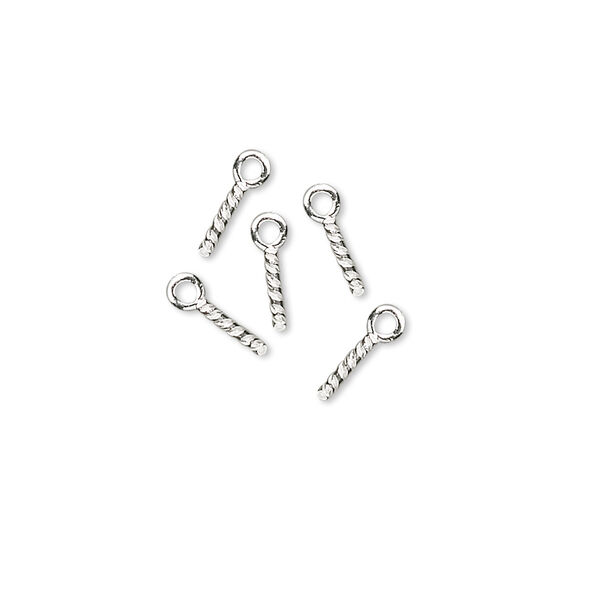 Screw eye, fine silver, 6mm peg with 2.5mm loop. Sold per pkg of 5. image number 0