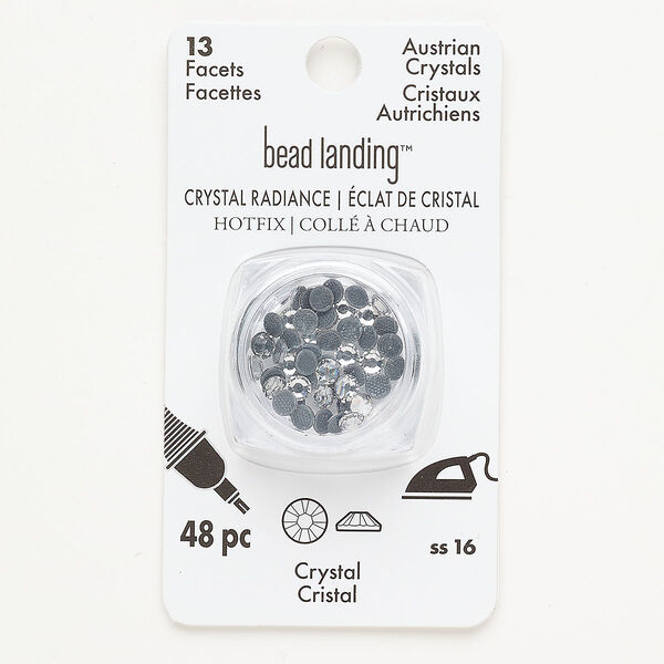 Flat back, hotfix rhinestone, pkg/48, 3.80-4.00mm hotfix round, SS16, crystal clear, foil back. image number 0