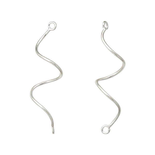 Link, sterling silver, 30x10mm curved. Sold per pkg of 2. image number 0