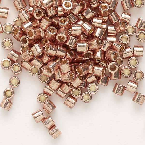 Seed bead, Delica®, glass, pkg/7.5g, #8 round, Duracoat® opaque galvanized champagne (DBL-1834). image number 0