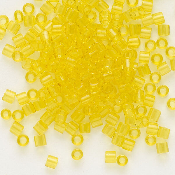 Seed bead, Delica®, glass, pkg/250g, #8 round, transparent yellow (DBL-0710). image number 0