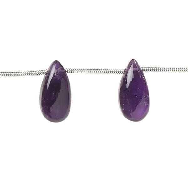 Amethyst 1pkg12, hand-cut side-drilled puffed teardrop bead natural 15x7mm image number 0