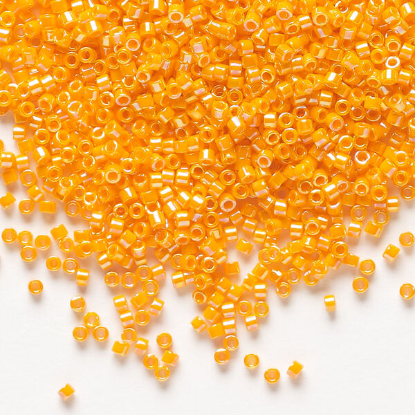 Seed bead, Delica®, glass, pkg/7.5g, #11 round, opaque rainbow mandarin orange (DB-1573). image number 0