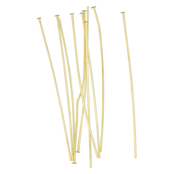 Head pin, gold-finished brass, 2-1/2 inches, 20 gauge. Sold per pkg of 10. image number 0