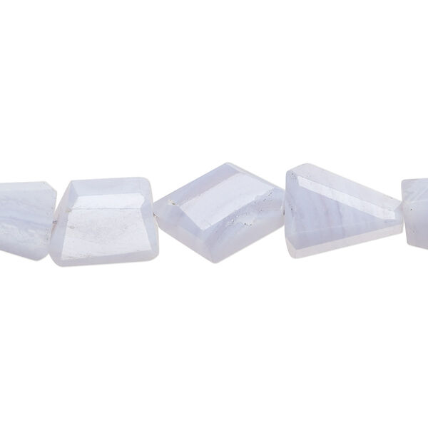 Bead, blue lace agate (natural), 8mm-12x10mm hand-cut freeform with 0.4-1.4mm hole, B grade, Mohs hardness 6-1/2 to 7. Sold per 10-inch strand, approximately 25 beads. image number 0