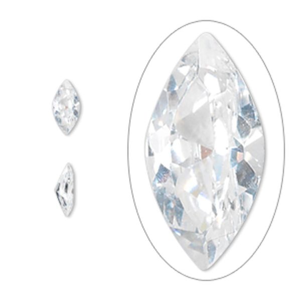 Gem, cubic zirconia, spinel white, 8x4mm faceted marquise, Mohs hardness 8-1/2. Sold per pkg of 2. image number 0