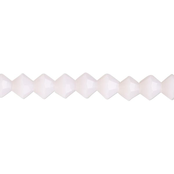 Bead, glass, translucent pastel pink, 6mm bicone with 0.6-0.8mm hole. Sold per 15-1/2" to 16" strand. image number 0