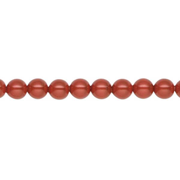 Pearl 100pk dark coral pearl, Crystal Passions® 5mm round 5810 image number 0