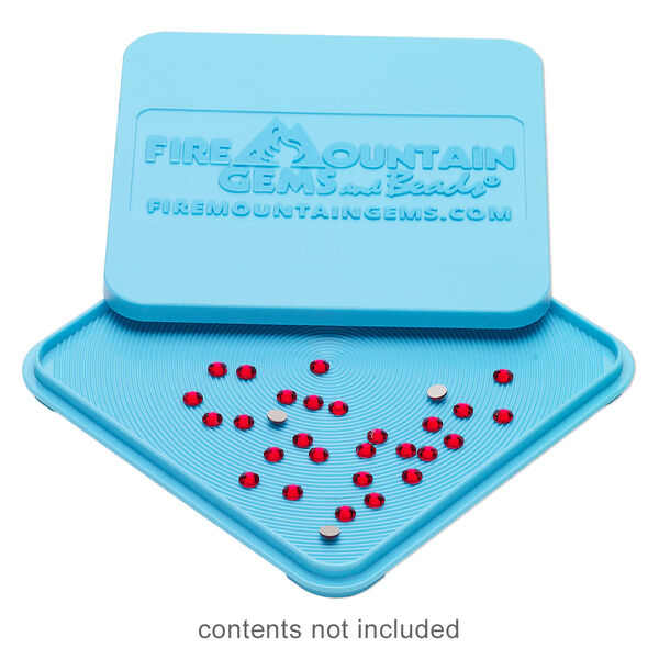 Sorting tray, Flat Back "Flipper Upper," ABS plastic, blue, 4-1/4 x 4-1/4 inch sorting square with circular grooves. Sold individually. image number 2