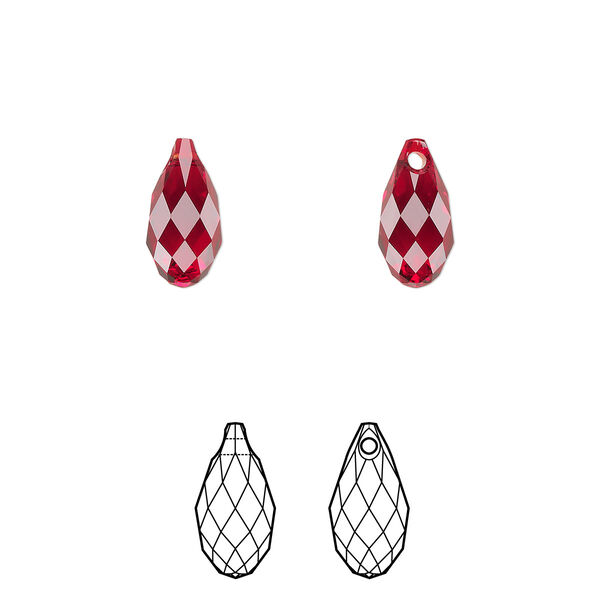 Briolette 2pk Siam, Crystal Passions® 11x5.5mm pendant drop 6010 image number 0