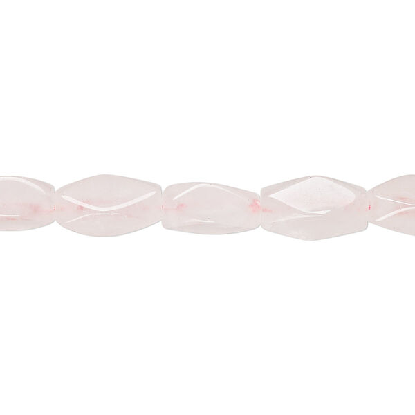 Bead, rose quartz (natural), 10x5mm-14x6mm hand-cut faceted square tube, C- grade, Mohs hardness 7. Sold per 13-inch strand. image number 0