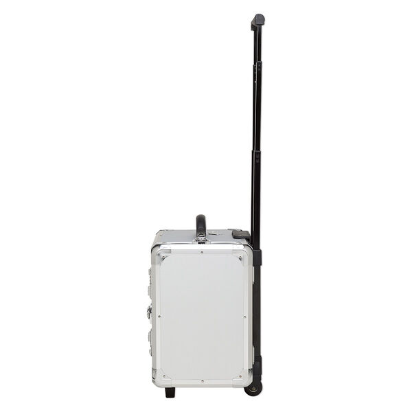 Jewelry case, aluminum / steel / plastic / polyester / VELCRO®, grey and black, 17-1/2 x 16 x 11 inches with diamond pattern and wheels. Sold individually. image number 3