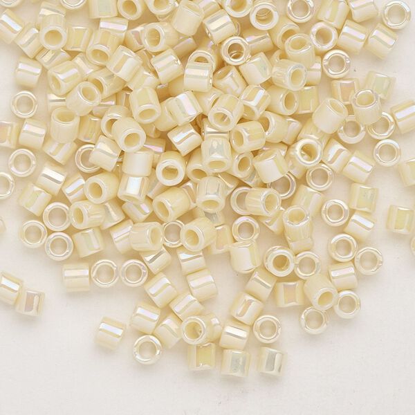Seed bead, Delica®, glass, pkg/250g, #8 round, opaque rainbow cream (DBL-0157). image number 0