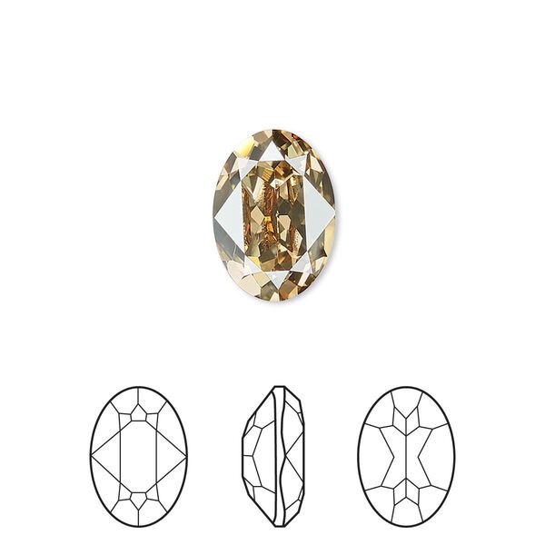 Fancy stone 144pk crystal golden shadow foil back, Swarovski® 14x10mm oval 4120 image number 0