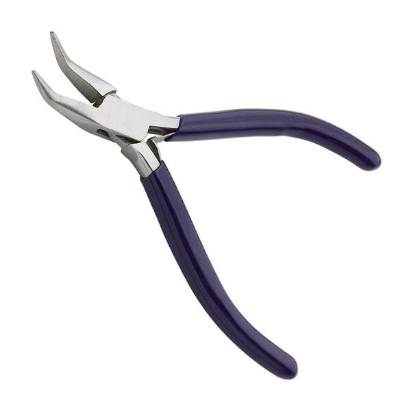 Pliers, economy curved chain-nose, stainless steel and rubber, black or blue, 4-1/2 inches. Sold individually. image number 0