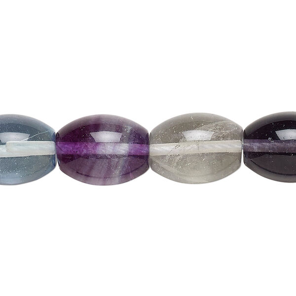 Rainbow fluorite 1pkg1, oval bead natural 15.5-16 inch 14x10mm image number 0