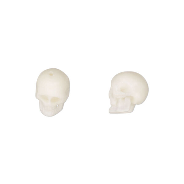 Bead, bone (bleached), pkg/1, 9x6mm-11x8mm skull. image number 0
