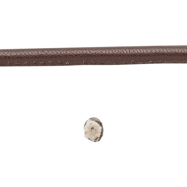 Cord, leather and cotton (dyed), brown, 4mm zigzag-stitched round. Sold per 1-yard section. image number 0