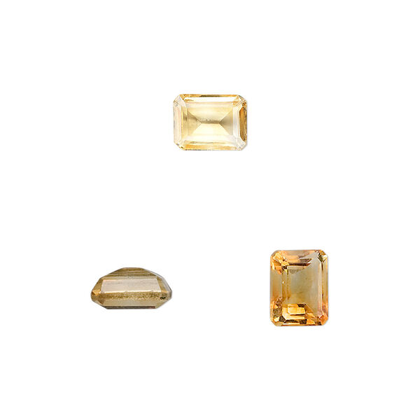 Citrine 1pkg1, hand-cut faceted emerald-cut gem 8x6mm image number 0