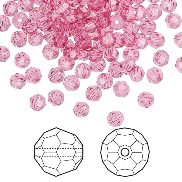 Bead 144pk rose, Crystal Passions® 4mm round 5000 image number 0