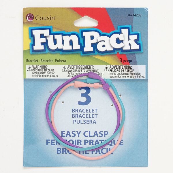 Bracelet cord, silicone, pkg/3, multicolored, 6-1/2-inches. image number 0