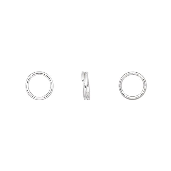 Split ring, sterling silver, 7mm round. Sold per pkg of 10. image number 0