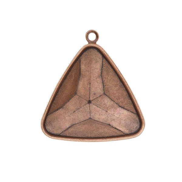 Drop, Almost Instant Jewelry®, antique copper-plated brass, 27mm faceted triangle with 23mm triangle setting. Sold per pkg of 2. image number 0