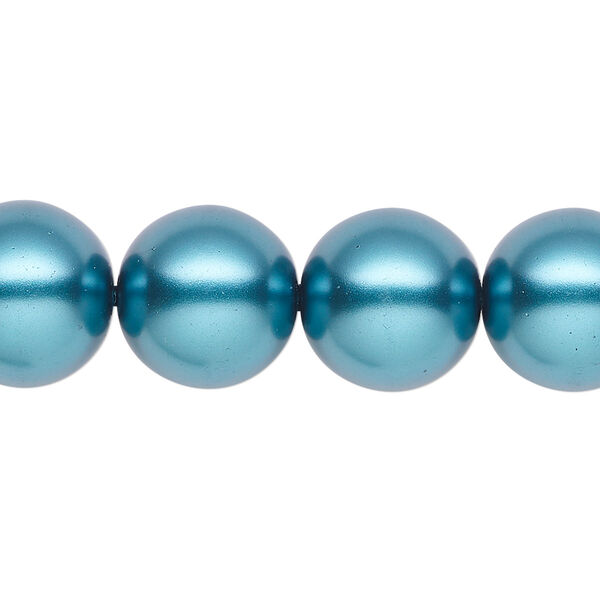 Pearl 1pk teal, Celestial Crystal® 14mm round 15.5-16 inch image number 0