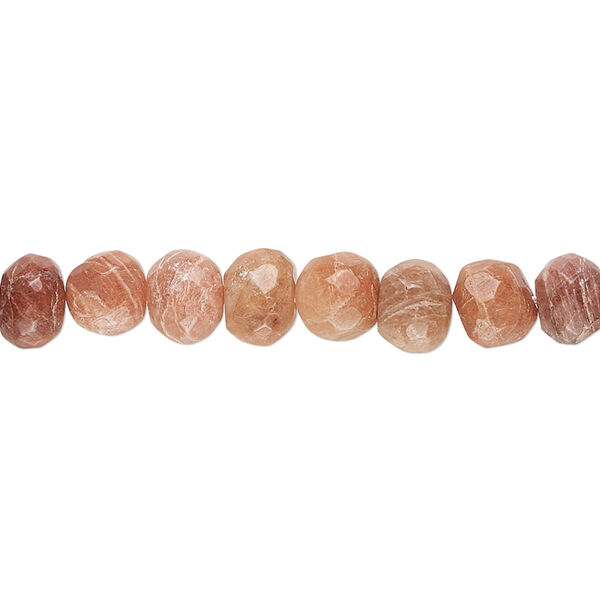 Peach feldspar 1pkg1, hand-cut faceted rondelle bead natural 14 inch 6x4mm-7x6mm image number 0