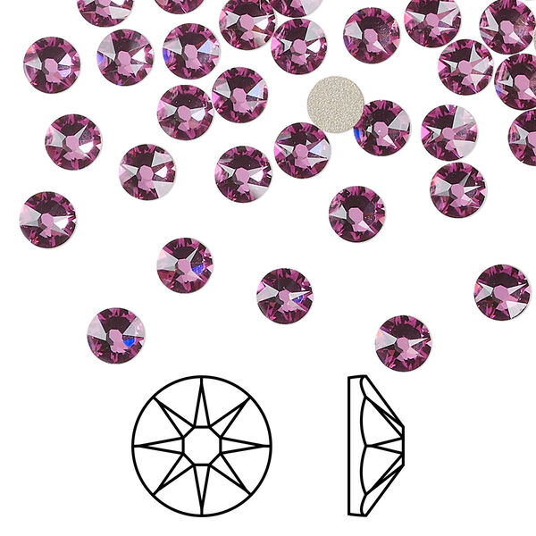 Flat back 144pk dark rose foil back, Crystal Passions® 4.6-4.8mm rose round SS20 2088 image number 0