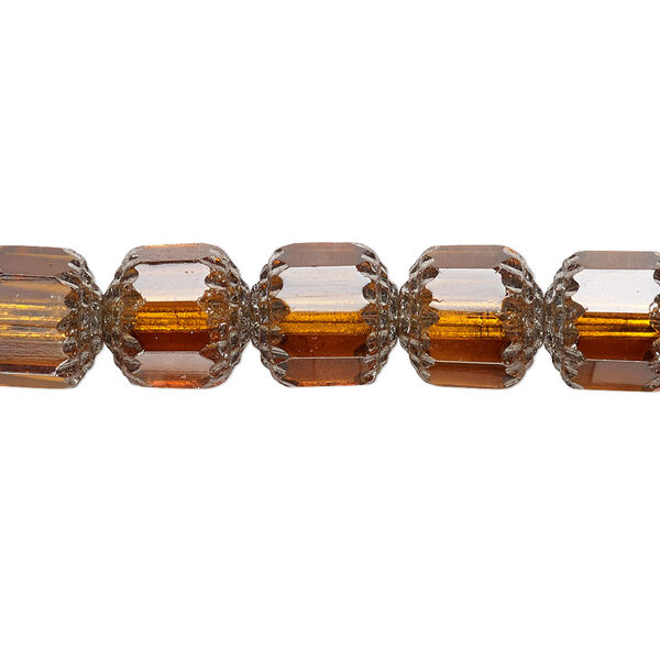 Bead, Czech glass, honey and metallic silver, 10mm round cathedral. Sold per 15-1/2" to 16" strand, approximately 40 beads. image number 0