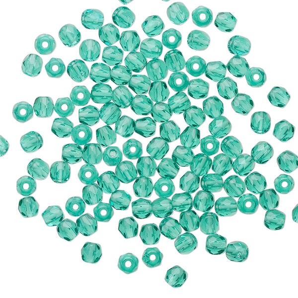 Bead 1pkg120 Czech fire-polished glass, 3mm faceted round, transparent teal image number 0