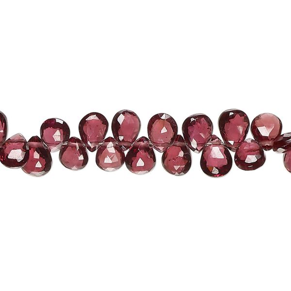 Rhodolite garnet 1pkg1, hand-cut top-drilled faceted puffed teardrop bead natural 8 inch 5x4mm-8x5mm image number 0