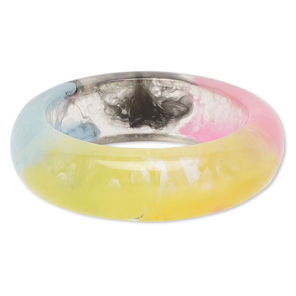 Bracelet, bangle, resin, multicolored, 24.5mm wide, 7-1/2 inches. Sold individually. image number 0