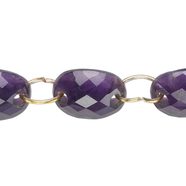 Amethyst 1pkg5, hand-cut curved faceted oval link natural graduated 16x12mm-18x13mm image number 0