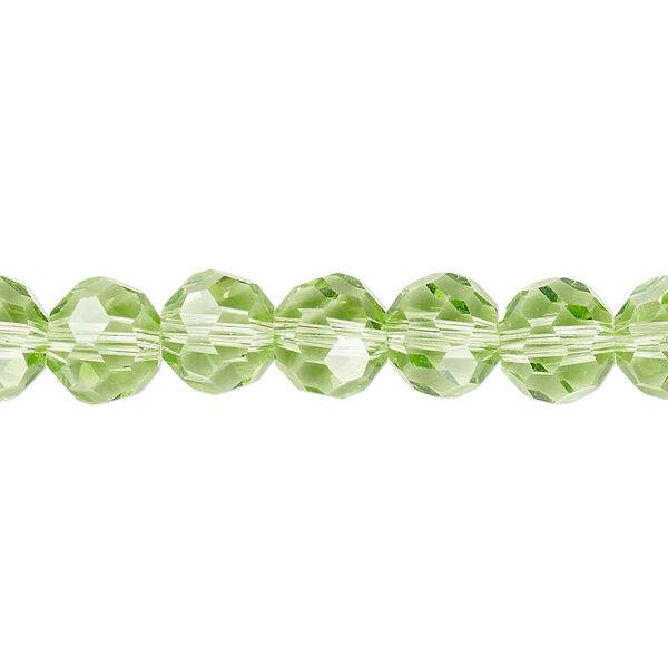 Bead 1pk 32 facets transparent lime green, Celestial Crystal® 8mm round 15.5-16 inch image number 0