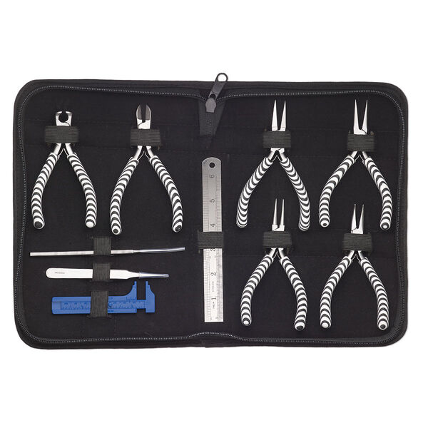 Pliers set, stainless steel / PVC foam / vinyl, black and white. Sold per 10-piece set. image number 0