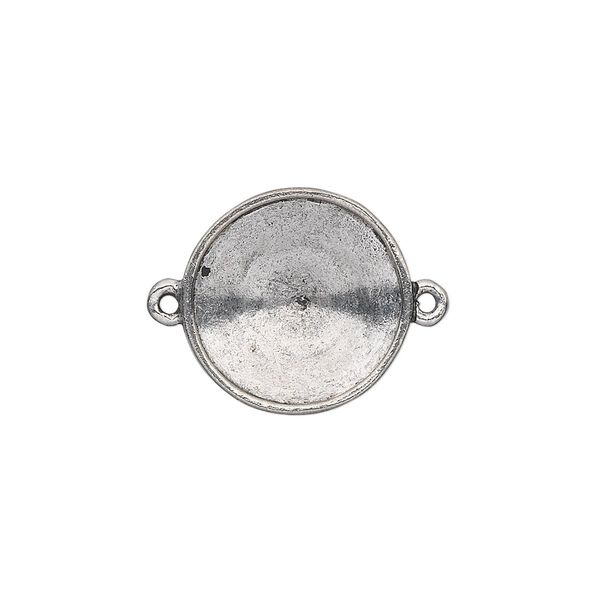 Link, Almost Instant Jewelry®, antiqued pewter (tin-based alloy), 18mm round with 16mm rivoli setting. Sold individually. image number 0