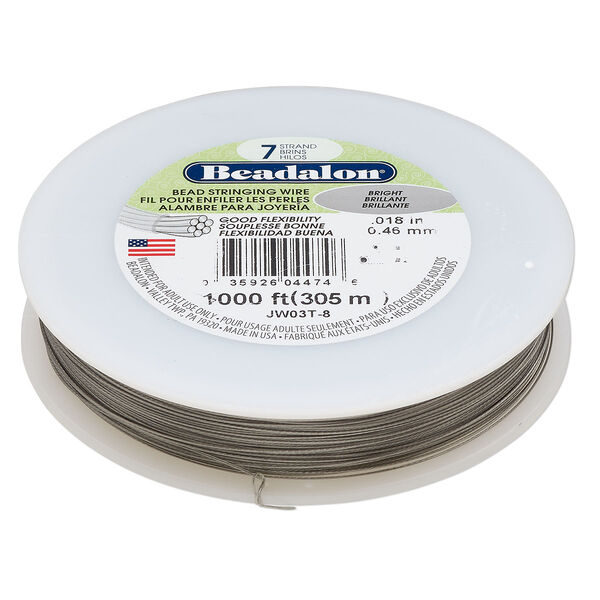 Wire, Beadalon®, nylon and stainless steel, bright, 7 strand, 0.018-inch diameter. Sold per 1000-foot spool. image number 0